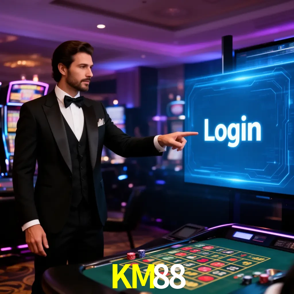 KM88 Login - OTP, cuenta y soporte Pantalla KM88 Login con OTP, contraseña, cuenta segura y soporte móvil